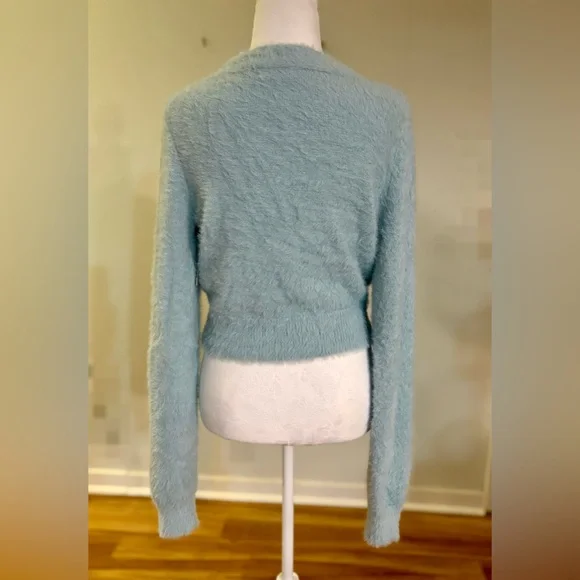 NWT Altar’d State, Cropped Cardigan, Fuzzy Light Blue, Size M - Picture 3 of 9